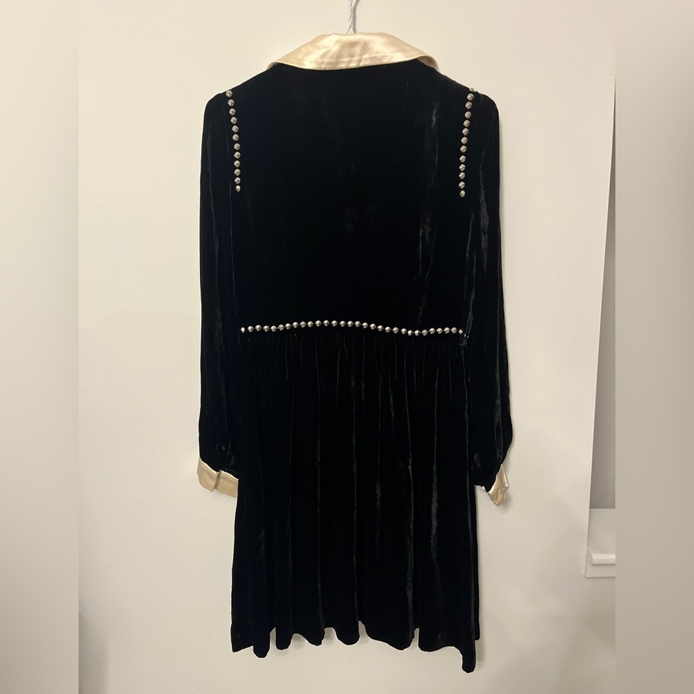 Miu Miu black velvet dress Pearl-Trim Dress with Ivory Collar image 2